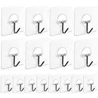 AUSTOR 16 Piezas Ganchos de Pared Adhesivo Ganchos de Comando Transparente(7.2cm x 7.2cm) para Colgador de Cocina Baño…